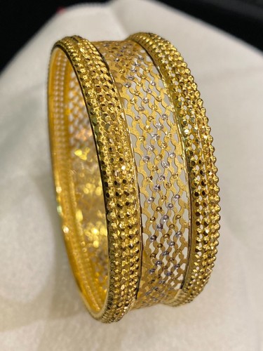 Splendido Bracciale Bracciale Fatto a Mano Dubai In Solido 916 Stampato Oro Giallo 22 Carati - Foto 10 di 12