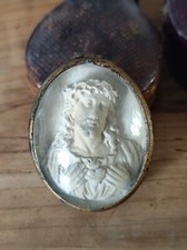 Médaillon Reliquaire Ancien, Jésus-Christ Coeur de Marie, écume de mer XIXe