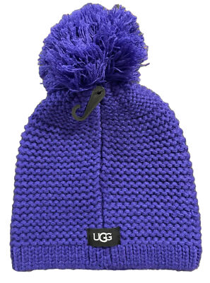 Women’s Purple Winter Ribbed Beanie Hat Chunky Cable Knit Pompom Warm Women main image 4