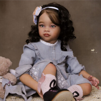 30in Finished Reborn Baby Doll Cloth Body Toddler Girl Rooted Hair Handmade Gift