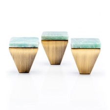 Handmade Amazonite Gemstone Knob – Square Cabinet & Drawer Pull Handle