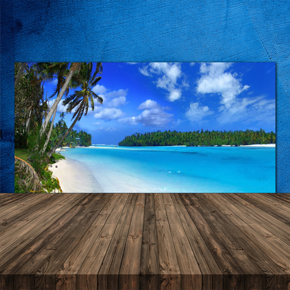 Crédence de cuisine en verre 120x60 cm panorama mer pour mur de cuisson design tropical