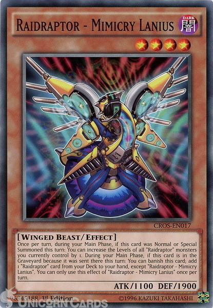 CROS-EN017 Raidraptor - Mimicry Lanius : Common 1st Edition Mint YuGiOh Card