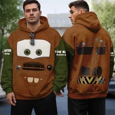 Tow Mater Cars Adult Kid Costume Hoodie, Disneyland Tow Truck Halloween Cosplay