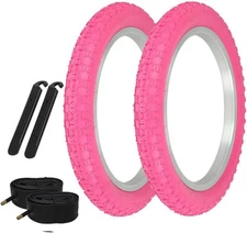 PRO+ Bicycle TIRE 16" x 2.125 Pink COMP 3 (2) TIRES, TUBES, LEVERS FOR MTB BMX