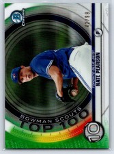 2020 Bowman #BTP-10 Nate Pearson Chrome Scouts Top 100 Green Refractor #/99