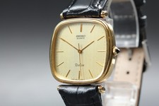  Near MINT SEIKO Dolce 5931-5400 32mm Gold Dial Black Band Quartz Men's Watch