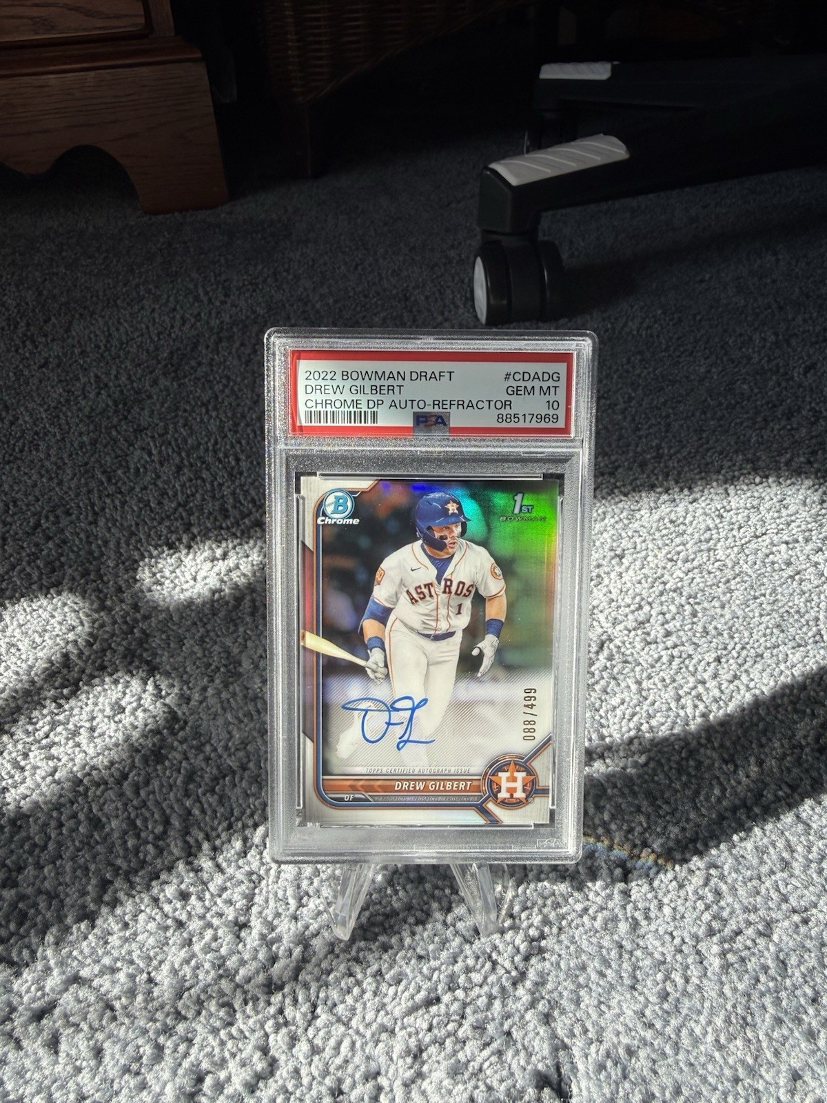 Bowman 2022 Draft Drew Gilbert Chrome Refractor Auto #CDA-DG /499 PSA 10