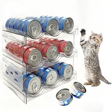 Rvelidode Cat Food Can Organizer 3-Layer Transparent Storage Container Holds 54