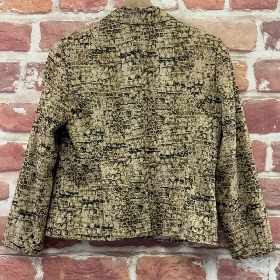 Blazer Norton McNaughton Mujer 10P Tostado Negro Abstracto Estampado Animal Chaqueta De Colección Foto 4 de 4