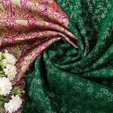 Sanskriti Vintage Green Pure Silk Saree Banarasi Brocade Zari Hand-Woven 5.5 Yd