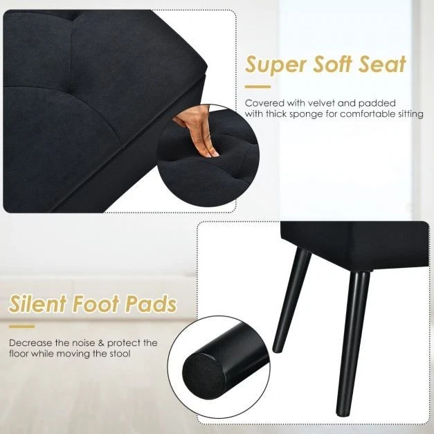 Modern Upholstered Flip Top Velvet Storage Ottoman Footrest - Image 3 of 4