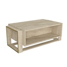 Couchtisch Bianco Beige | Granitoptik & Stauraum | 107x41x60 cm | Modern & Stilv