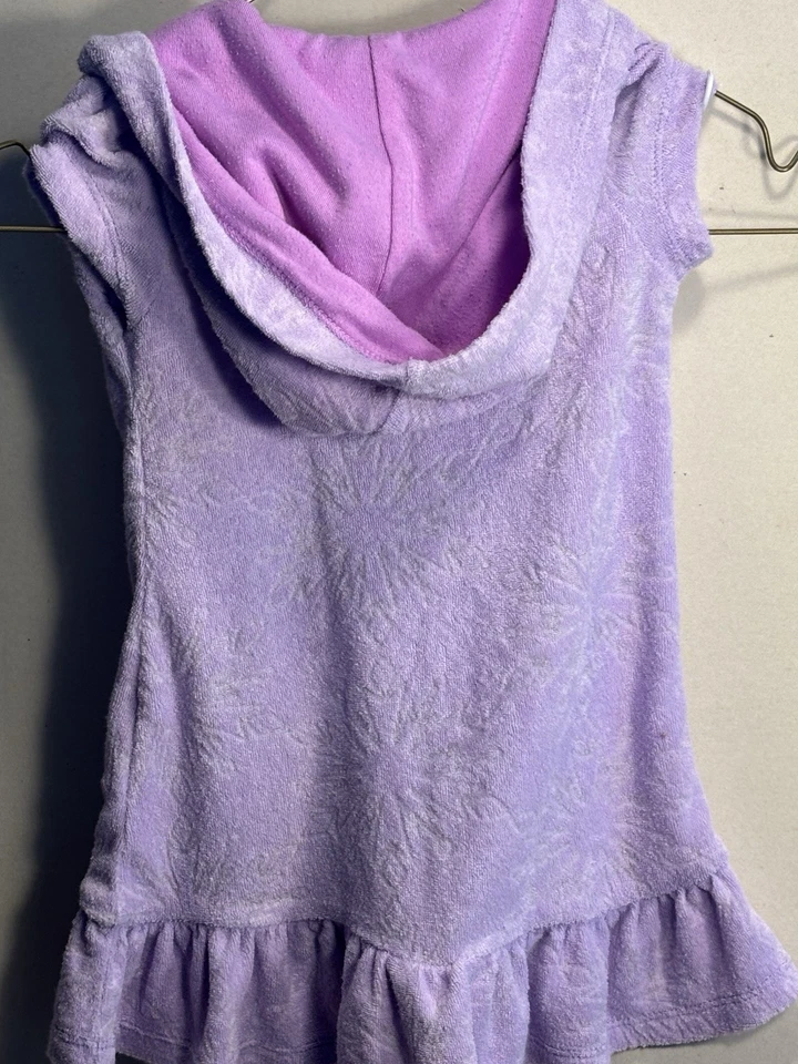 Disney Frozen Niñas Talla 3 Púrpura Capucha Cremallera Traje de Baño Cubierta Foto 4 de 4