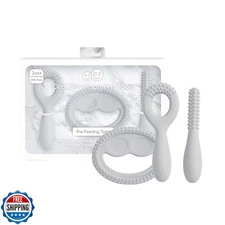 ezpz Oral Development Tools (3 Pack in Pewter) - 3 Months+ - Non-