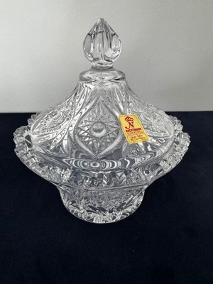 ORIGINAL ETIKETT Vintage Nachtmann Bleikristall Deckel Bonboniere, Schale, Germany