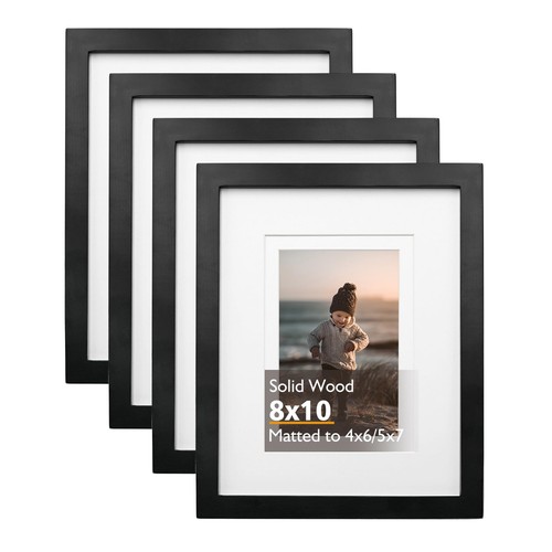 8x10 Bilderrahmen schwarz, Massivholzrahmen mit Acryl Plexiglas für Bild...
