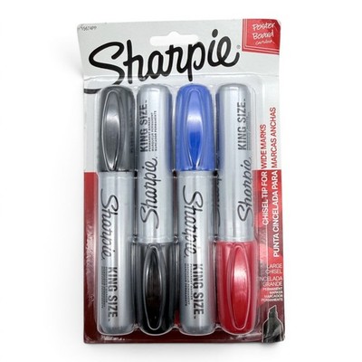 Sharpie 15674PP King Size Permanent Markers Chisel Tip Assorted 4 Pack