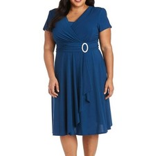 NWT R M Richards Blue Faux Wrap Dress Size 20W