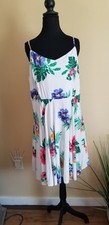 Old Navy Lined Ivory/Floral XL Sundress Ruched Back Vacation Cruise Adjust Strap