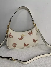 NEW C.OACH Teri Shoulder Bag With Dancing Kitten Print CC777 Ivory 2Way Outlet
