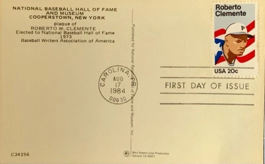 Baseball Hall of Fame 2097 Roberto Clemente Post Card Carolina Puerto Rico  - Image 2 of 2