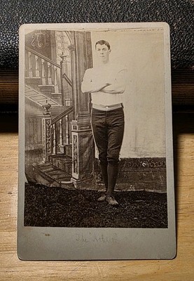 Cabinet Card Antique Photo Baseball Player Named