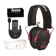 Walker's Razor Digital Ear Muffs (Black/Pink) with Accessories Bundle