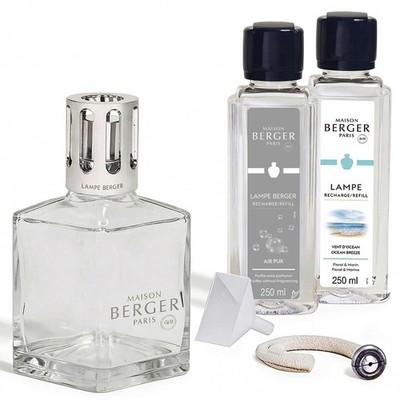 Geschenkset Lampe Berger Essentielle Carrée mit 2 Nachfüllungen à 250 ml Air Pur