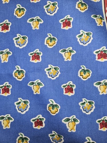 Vtg WAVERLY Cara Mia Blue Striped Cotton Fabric Flowers Fabric 2 Yrds 16" X 54" - Picture 5 of 11