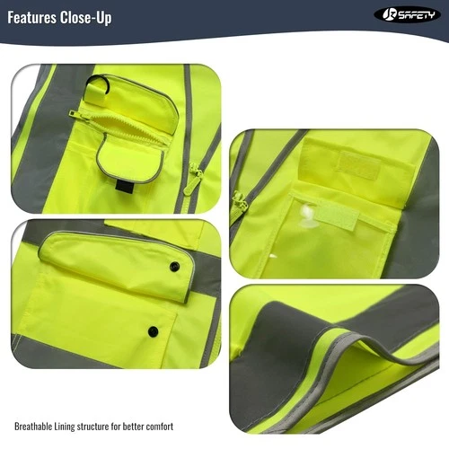Men's Women's Large Yellow Reflective Hi Vis Safety Vest for Men Women Kids image 4