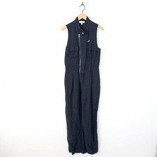 Reiss Utility Zip Through Jumpsuit With Linen Size 12 Black No Belt RRP  298