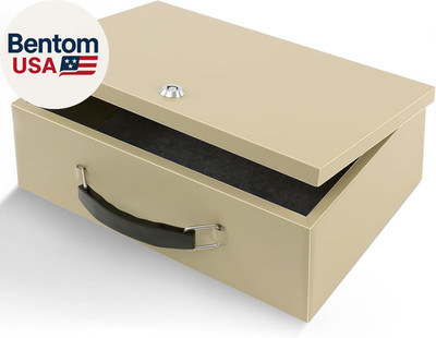 Portable Fire Safe Box with Key Lock, 13.2 X 11 X 5.1'', Fire Resistant Metal St
