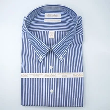 Roundtree Yorke Gold Label Shirt 19-36/37 TALL Blue White Striped Non-Iron NWT