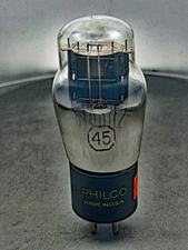 (1) Philco Type 45 Power Tube Black Plates 1935 Tests NOS on Amplitrex