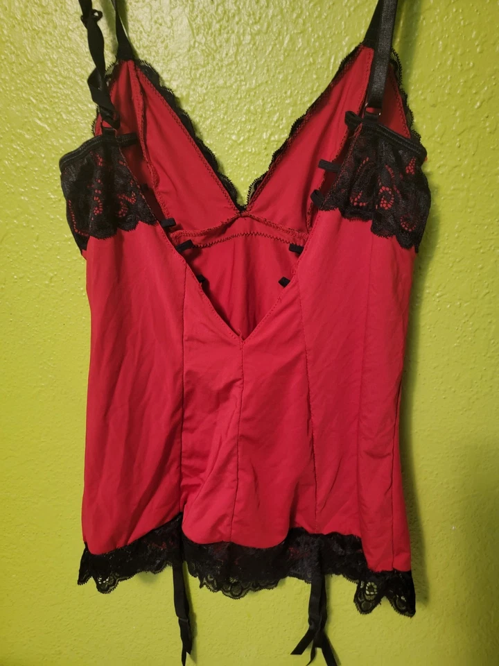 Lencería Mujer Rene Rofe Talla S/M Tirantes Encaje Cuerpo SEXY Corsé ROJO/NEGRO.  Foto 2 de 3