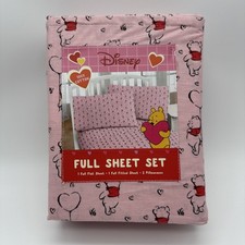 NEW Disney Winnie the Pooh FULL Size Sheet Set - Pink w Pooh and Heart Balloons