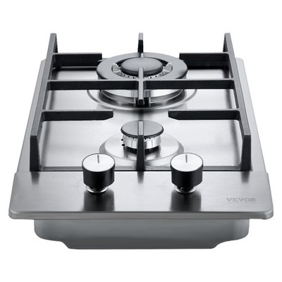 Gas Cooktop 12 inch, Max 12250BTU 2 Burners Built-in Stainless Steel