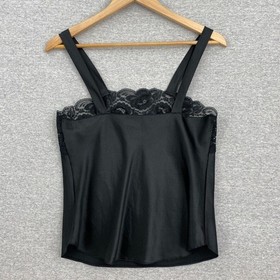 Vintage Lucie Ann II Chemise Womens 34 Black Lace Camisole Lingerie Slip Top USA