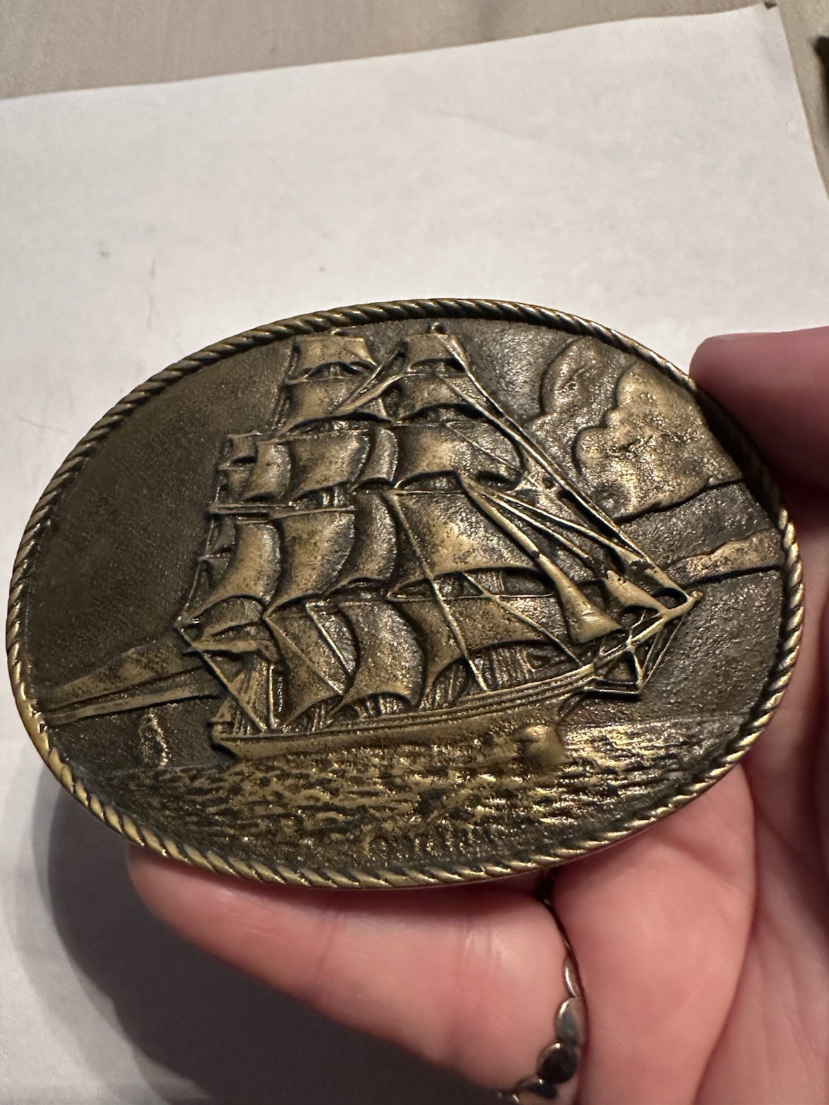 Heritage Mint 1976 Clipper Ship Solid Brass Belt … - image 2