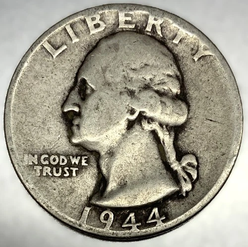 1944 P Washington 90% Silver Quarter Circulated Condition 25c US Coin - 2718