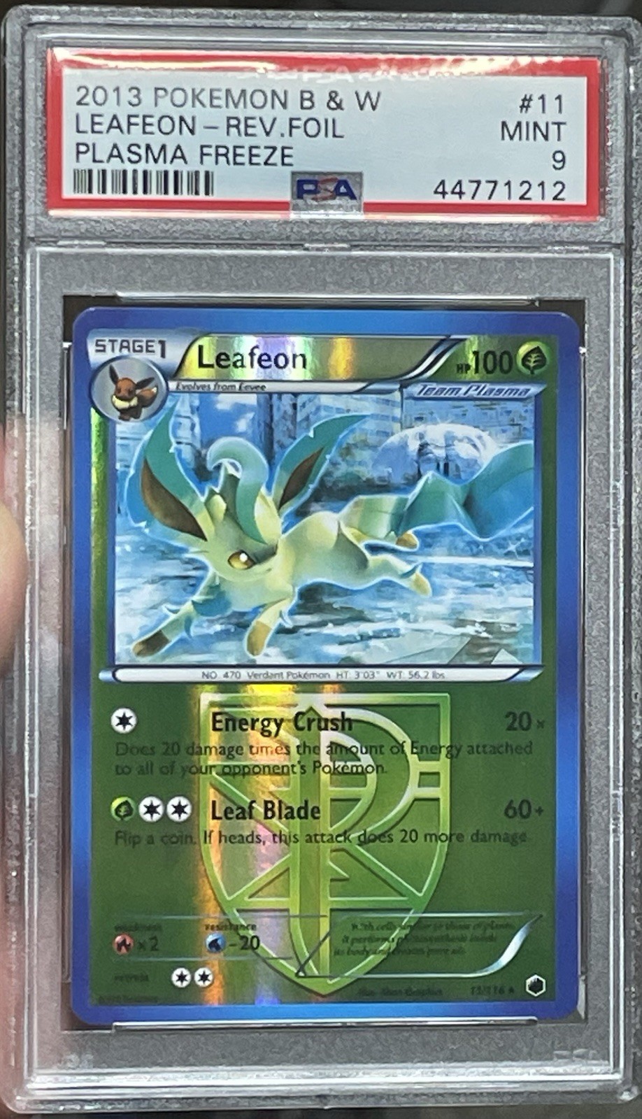 POP 32 PSA 9 Mint LEAFEON 2013 Pokemon Plasma Freeze #11/116 Reverse Holo