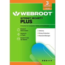 Webroot Internet Security Plus  Antivirus Software 2026  3 Device  1 Year...