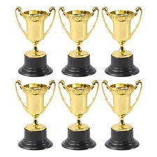  6pcs Mini Gold Trophies: Kids Reward Plastic Trophy Cups - Gold Miniature