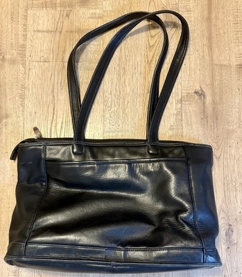 Vintage Soft Black Leather DeBon Travel Computer Tote Laptop Bag
