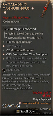   Diablo 4 Season 14  Ramaladni's Magnum Opus #2   1GA/ 4GA
