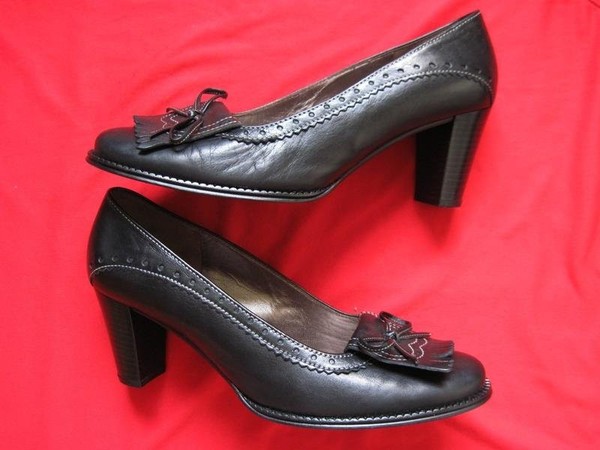 Women Gabor Heels Black Leather 39 #7T13