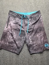 Pelagic Argonaut Boardshort Mens 36 Black Reef Swim Trunks Quick Dry Lightweight