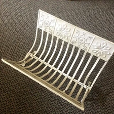 Magazine Rack Folding white Metal Embossed Shabby Chic or display art in a Shop