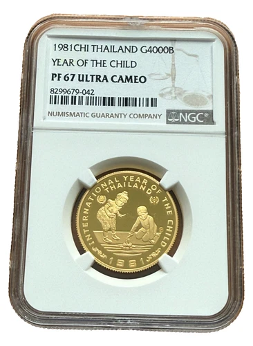 Thailand 1981 CHI Gold 1/2 oz 4000 Baht NGC PF67UC Year of The Child
